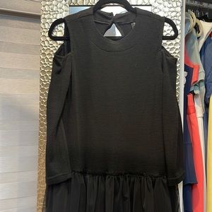 Maryley Italian Black Tutu Open Shoulder Dress